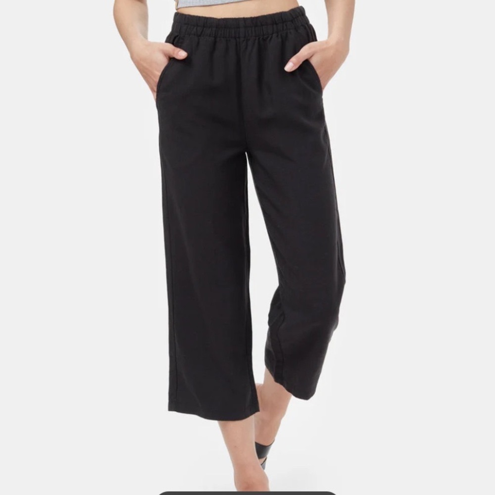 tentree Black Cropped Wide-Leg Pants